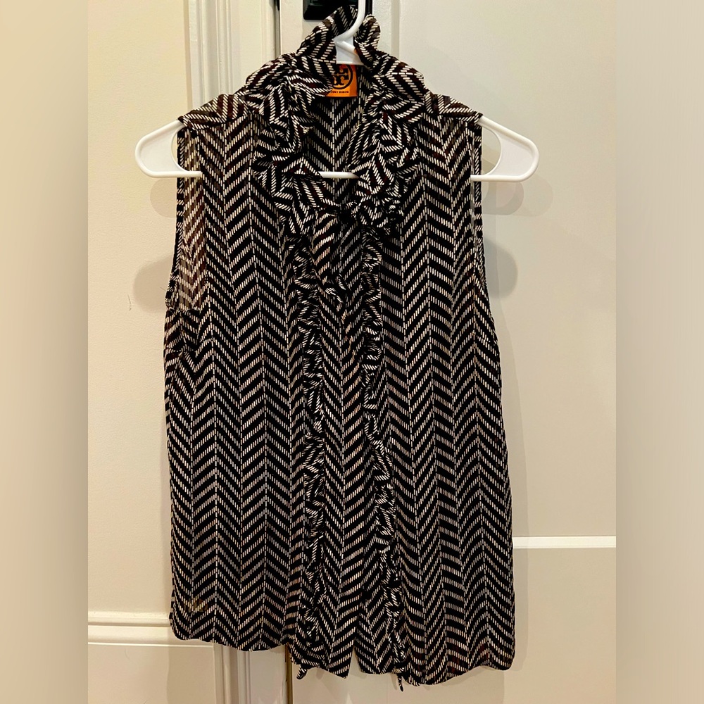 Tory Burch Ruffle Sleeveless Top